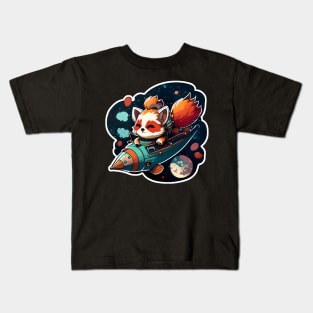 Riley the Red Panda but he's crashing his rocket ship Sticker Kids T-Shirt